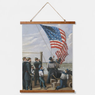 Amerikaanse Vlag  Marine Schilderkunst Hangend Wandkleed