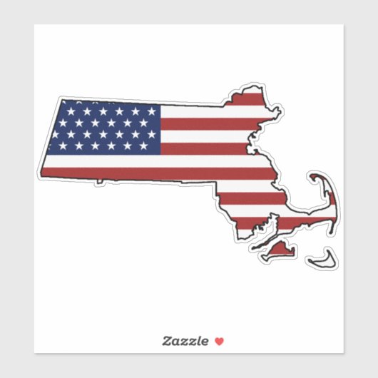 Amerikaanse vlag Massachusetts Sticker (Vel)