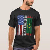 Amerikaanse vlag & Mauritanië vlag beste vrouw ooi T-shirt (Voorkant)