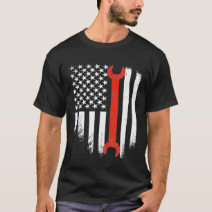 Amerikaanse vlag Mechanische moersleutel patriotti T-shirt
