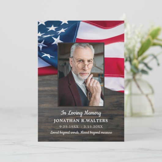 Amerikaanse vlag Memorial Army Bedankkaart (Staand voorkant)