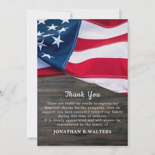 Amerikaanse vlag Memorial Army Bedankkaart (Achterkant)