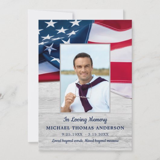 Amerikaanse vlag Memorial Army Funeral Bedankkaart (Voorkant)