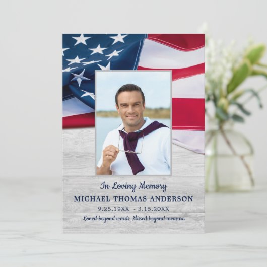 Amerikaanse vlag Memorial Army Funeral Bedankkaart (Staand voorkant)