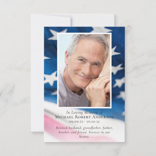 Amerikaanse vlag Memorial Bedankkaart (Voorkant)