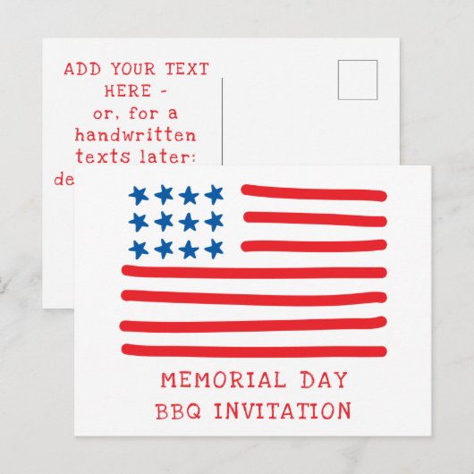 Amerikaanse vlag - Memorial Day BBQ uitnodiging (Voorkant / Achterkant)