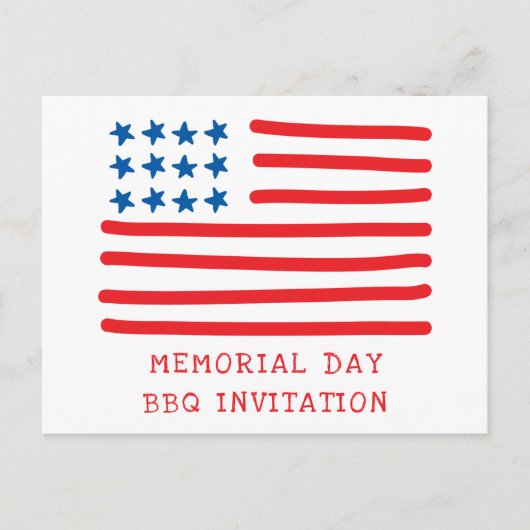 Amerikaanse vlag - Memorial Day BBQ uitnodiging (Voorkant)