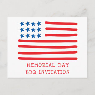 Amerikaanse Vlag - Memorial Day BBQ-uitnodiging Briefkaart