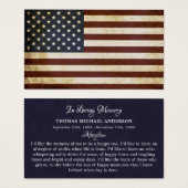  Amerikaanse vlag Memorial Funeral Prayer Kaart (Voorkant /achterkant)