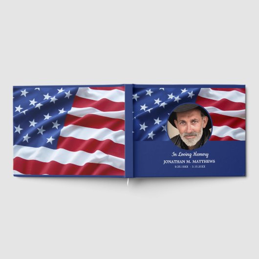 Amerikaanse vlag Memorial Photo Patriotic Funeral Gastenboek (Volledig)