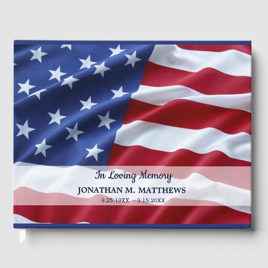 Amerikaanse vlag Memorial Red White Blue Patriotic Gastenboek (Voorkant)