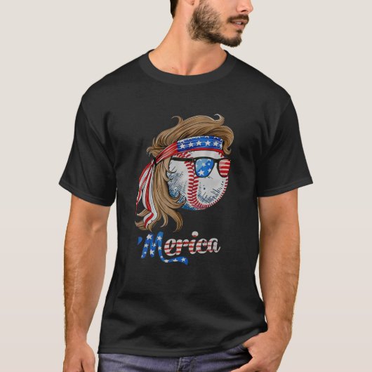 Amerikaanse vlag Merica , 4 juli , T-shirt (Voorkant)