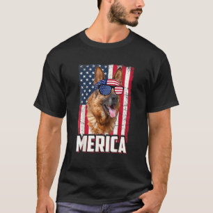 Amerikaanse Vlag Merica Duitse Herder 4 juli T-shirt