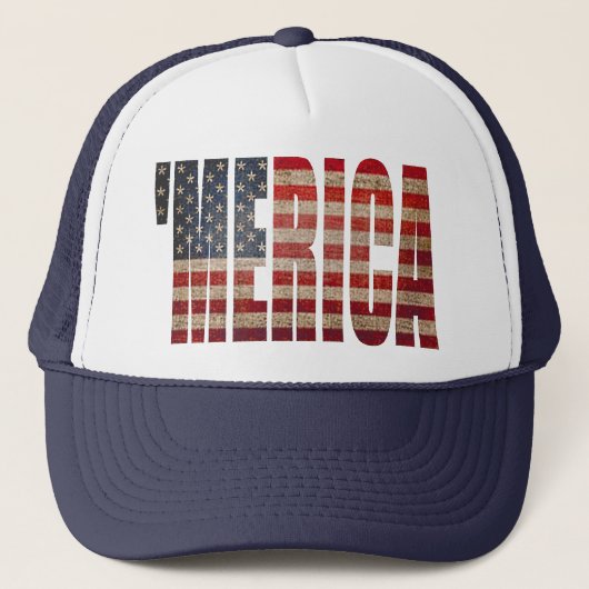  Amerikaanse vlag "MERICA Trucker Hat Trucker Pet (Voorkant)