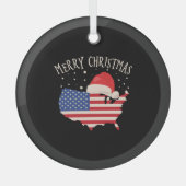 Amerikaanse vlag Merry kerstdesign Glas Ornament (Voorkant)