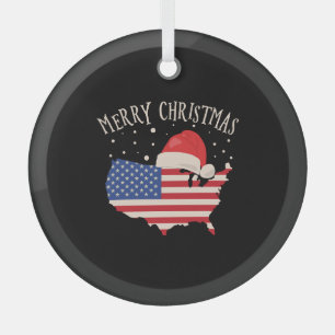 Amerikaanse vlag Merry kerstdesign Glas Ornament