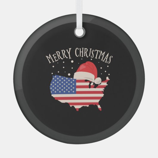 Amerikaanse vlag Merry kerstdesign Glas Ornament (Voorkant)