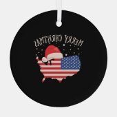 Amerikaanse vlag Merry kerstdesign Glas Ornament (Achterkant)