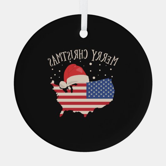 Amerikaanse vlag Merry kerstdesign Glas Ornament (Achterkant)