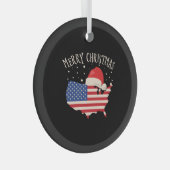 Amerikaanse vlag Merry kerstdesign Glas Ornament (Voorkant Rechts)