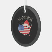 Amerikaanse vlag Merry kerstdesign Glas Ornament (Voorkant links)