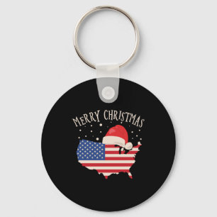 Amerikaanse vlag Merry kerstdesign Sleutelhanger