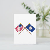 Amerikaanse vlag met 13 sterren en Virginia Briefkaart (Staand voorkant)