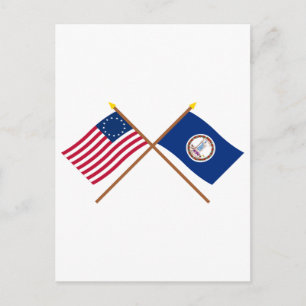 Amerikaanse vlag met 13 sterren en Virginia Briefkaart