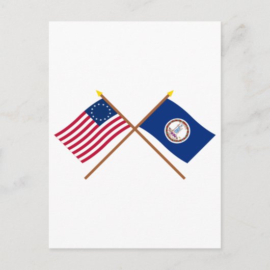 Amerikaanse vlag met 13 sterren en Virginia Briefkaart (Voorkant)