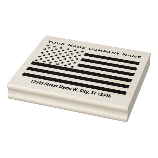 Amerikaanse vlag met 2 regels tekst rubberstempel (Stempel)