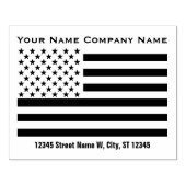 Amerikaanse vlag met 2 regels tekst rubberstempel (Afrduk)