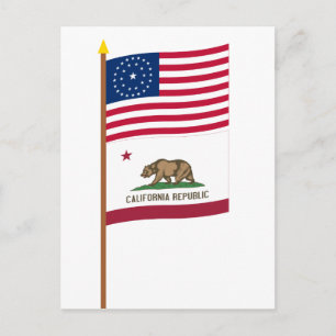 Amerikaanse vlag met 31 sterren op pool met Califo Briefkaart