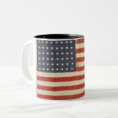 Amerikaanse vlag met 48 sterren tweekleurige koffiemok (Voorkant links)