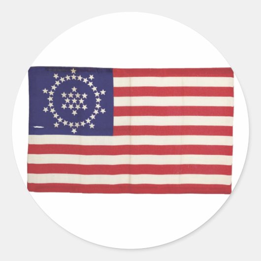 Amerikaanse vlag met 48 sterren Whipple Ronde Sticker (Voorkant)