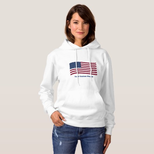 Amerikaanse vlag met aangepaste slogan hoodie (Voorkant volledig)
