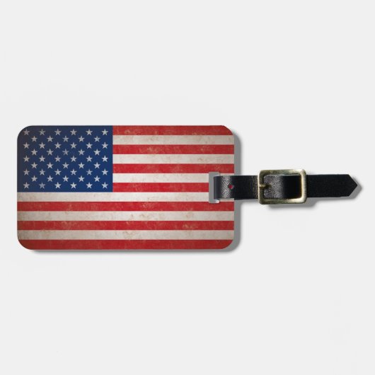 Amerikaanse vlag met aangepaste tekst Bagagelabel (Voorkant horizontaal)
