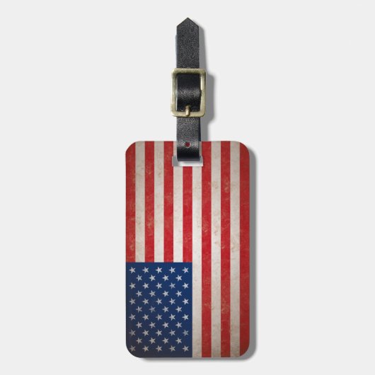 Amerikaanse vlag met aangepaste tekst Bagagelabel (Voorkant verticaal)