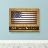 Amerikaanse vlag met aangepaste tekst Canvas Afdruk (Insitu (Houten vloer))