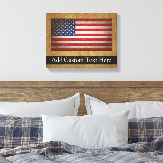 Amerikaanse vlag met aangepaste tekst Canvas Afdruk (Insitu (Slaapkamer))