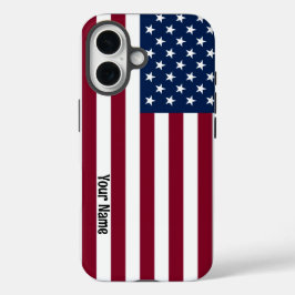 Amerikaanse vlag met aangepaste tekst iPhone 16 hoesje
