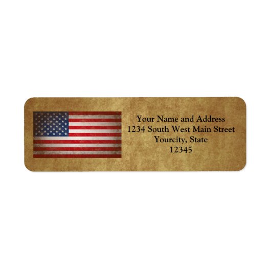  Amerikaanse vlag met aangepaste tekst Etiket (Voorkant)