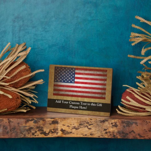 Amerikaanse vlag met aangepaste tekst Fotoplaat (Zijkant)