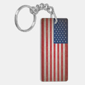 Amerikaanse vlag met aangepaste tekst Sleutelhanger (Voorkant Links)