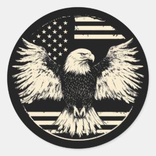 Amerikaanse vlag met adelaar ronde sticker