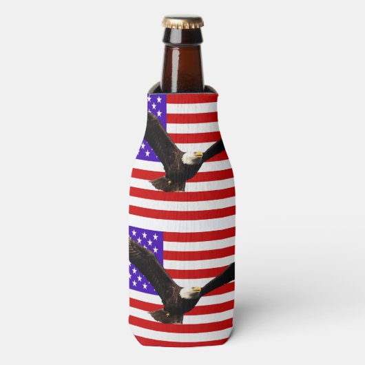 Amerikaanse vlag met adelaar VS Flesjeskoeler (Fles Voorkant)