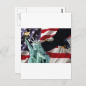 Amerikaanse vlag met American Eagle en Lady Libert Briefkaart (Voorkant / Achterkant)