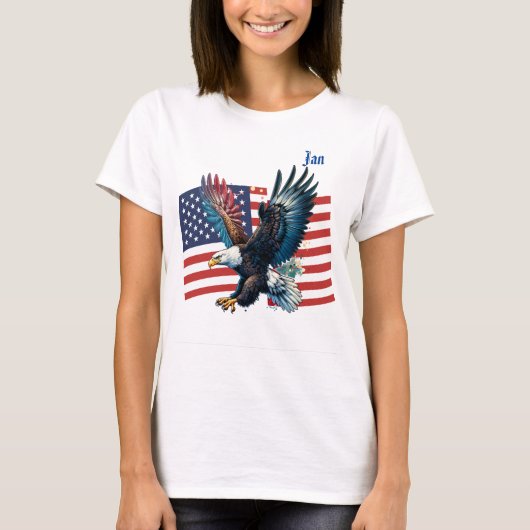 Amerikaanse vlag met American Eagle Women's T-shirt (Voorkant)