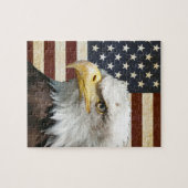  Amerikaanse vlag met Amerikaanse adelaar Legpuzzel (Horizontaal)
