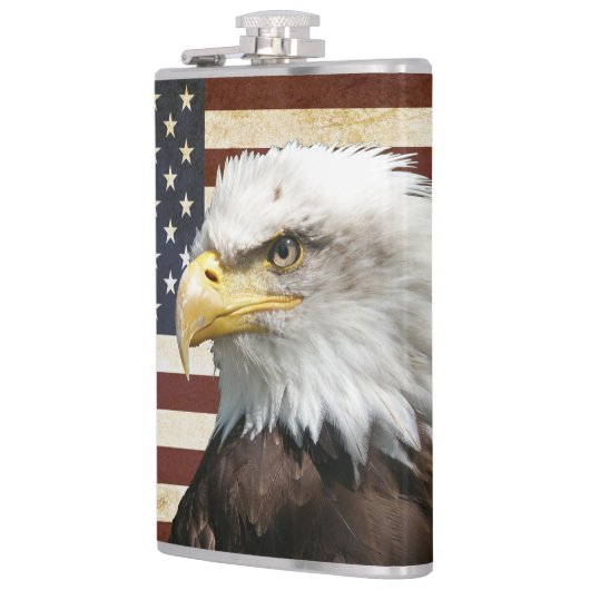  Amerikaanse vlag met Amerikaanse adelfles Heupfles (Links)