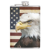  Amerikaanse vlag met Amerikaanse adelfles Heupfles (Voorkant)